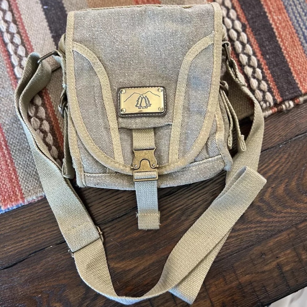 Sage Green Canvas Nature Crossbody Bag